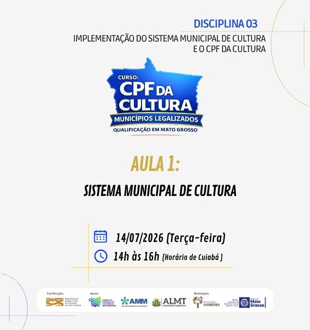 01.AULA 01 (14/07/2026): SISTEMA MUNICIPAL DE CULTURA